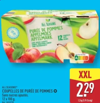 All Seasons Coupelles de purée de pommes Sans sucres ajoutés