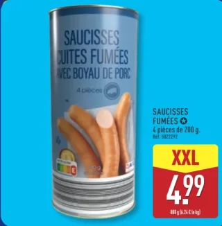 Saucisses cuites fumées XXL