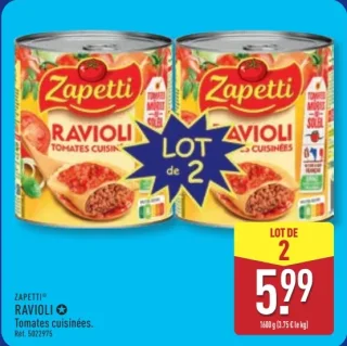 Ravioli tomates cuisinées Zapetti