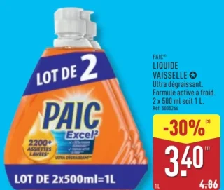 Liquide vaisselle ultra dégraissant Paic Excel²