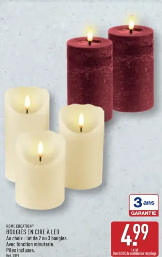 Bougies en cire à LED Home Creation