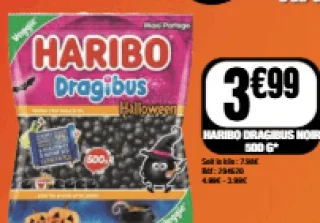 Bonbons Haribo Dragibus Noir 500 g
