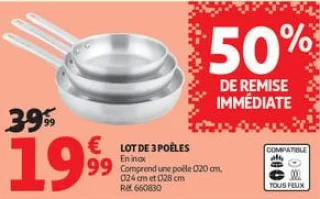 Lot de 3 poêles 