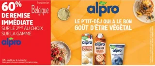 60% de remise immédiate  sur la gamme alpro 
