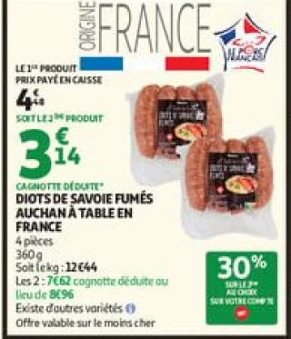 Diots de savoie fumés auchan à table en france