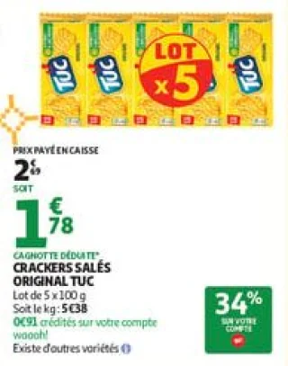 Crackers salés original tuc