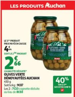 Olives verte dénoyautées auchan