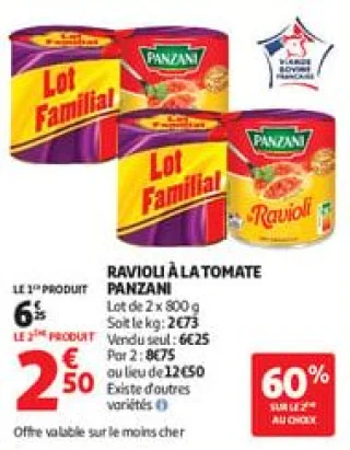 Ravioli à la tomate panzani