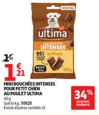Mini bouchées intenses pour petit chien au poulet ultima