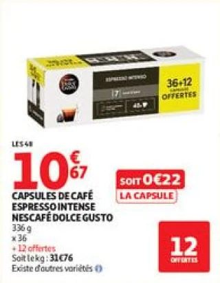 Capsules de café espresso intense nescafé dolce gusto