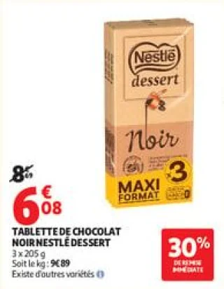 Tablette de chocolat noir nestlé dessert