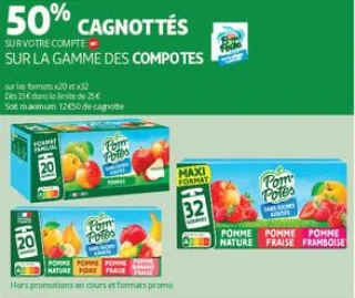 50% cagnottés<br>sur votre compte<cagnotte> sur la gamme des compotes 
