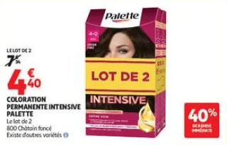 Coloration permanente intensive palette