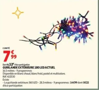 Guirlande extérieure 180 led actuel