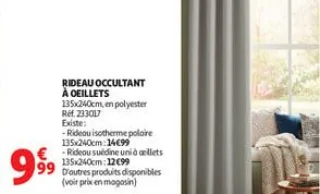 Rideau occultant à oeillets