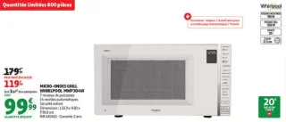 Micro-ondes grill whirlpool  mwp304w