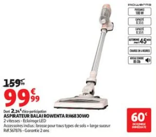 Aspirateur balai rowenta rh6830wo 