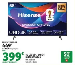 Tv led 58" / 146cmhisense 58a6s
