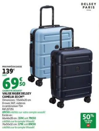 Valise rigide delsey camelia 55 cm