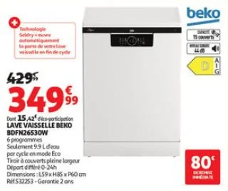 Lave vaisselle beko bdfn26530w