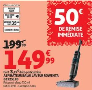 Aspirateur balai laveur rowenta gz2251e0 