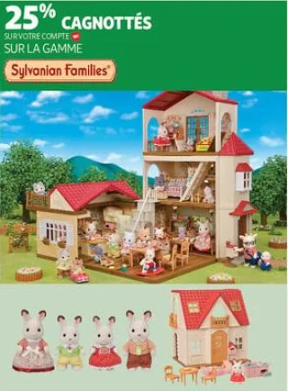 25% cagnottés<br>sur votre compte<cagnotte>  sur la gamme sylvanian families 