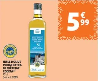 Huile d'olive vierge extra de crète igp codefa