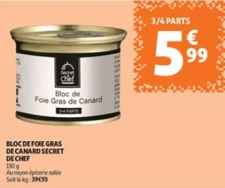Bloc de foie gras de canard secret de chef