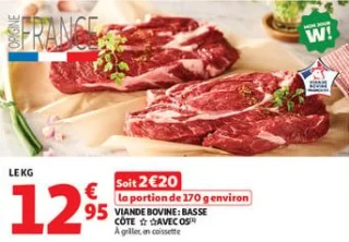 Viande bovine : basse côte** avec os