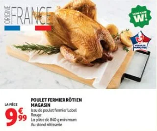Poulet fermier rôti en magasin