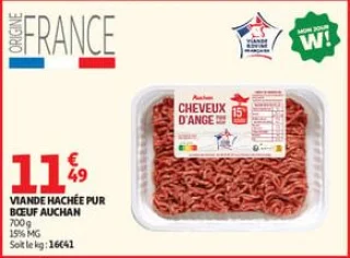 Viande hachée pur bœuf auchan