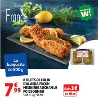8 filets de colin d'alaska façon meunière auchan le poissonnier