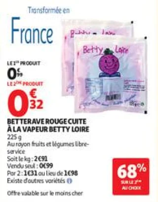Betterave rouge cuite à la vapeur betty loire