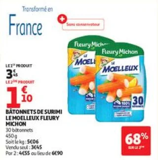 Bâtonnets de surimi le moelleux fleury michon 