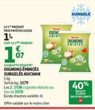 Oignons émincés surgelés auchan