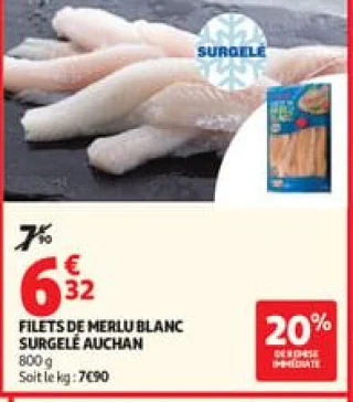 Filets de merlu blanc surgelé auchan