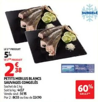 Petits merlus blancs sauvages congelés