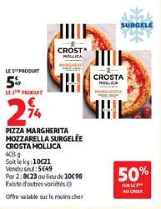 Pizza Margherita mozzarella surgelée