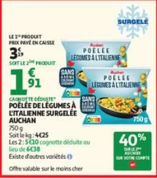 Poêlée de légumes à l'italienne surgelée auchan