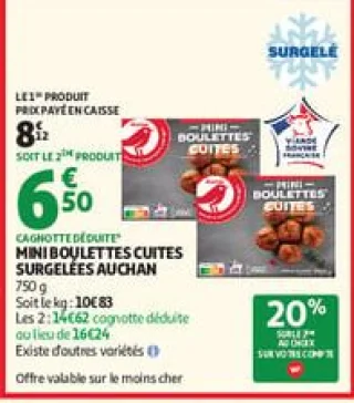 Mini boulettes cuites surgelées auchan