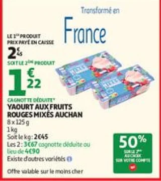 Yaourt aux fruits rouges mixés auchan