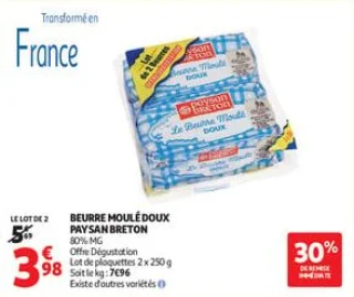 Beurre moulé doux paysan breton