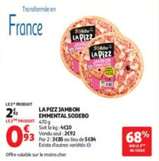 La pizz jambon emmental sodebo