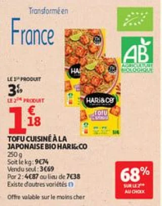 Tofu cuisiné à la japonaise bio hari&co