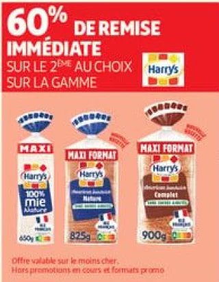 60% de remise immédiate  sur la gamme harrys 