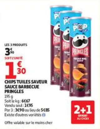 Chips tuiles saveur sauce barbecue pringles