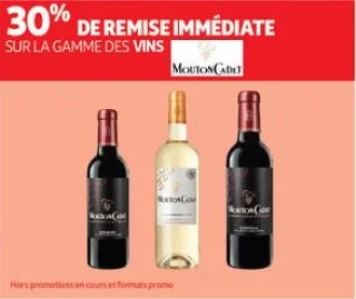 30% de remise immédiate sur la gamme des vins 