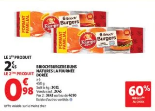 Brioch'burgers buns natures la fournée dorée