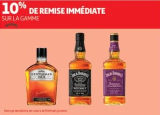 10% de remise immédiate  sur la gamme jack daniel s 