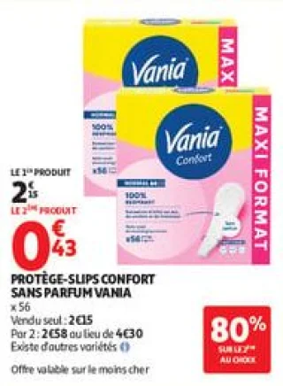 Protège-slips confort  sans parfum vania